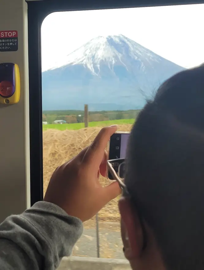 Enjoying the many views of Mt. Fuji on the Kawaguchiko bus