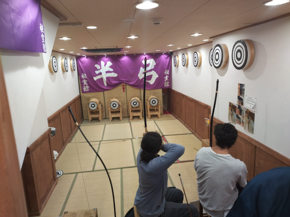 Traditional Japanese archery “kyudo hankyu” at Dotonbori, Osaka