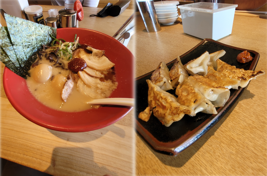 Delicious ramen and gyoza at Ippudo, Kamakura.
