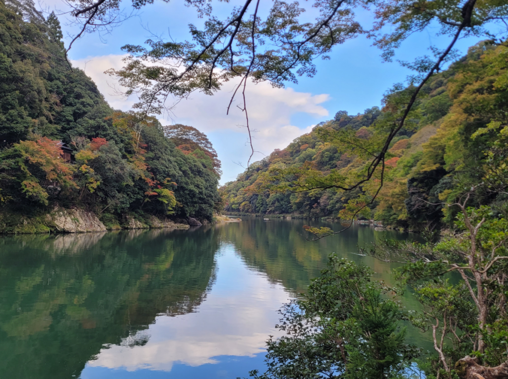 Arashiyama Riverside Park's Katsura River, Kyoto.
