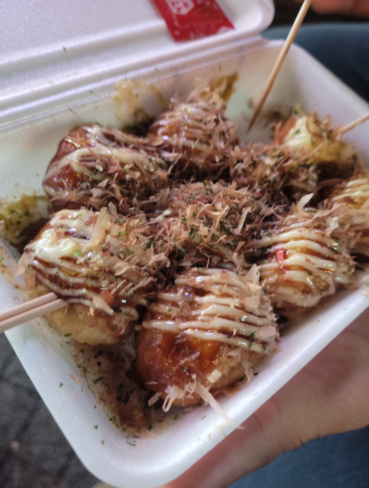 Piping hot takoyaki at Osaka's Amerika-mura.